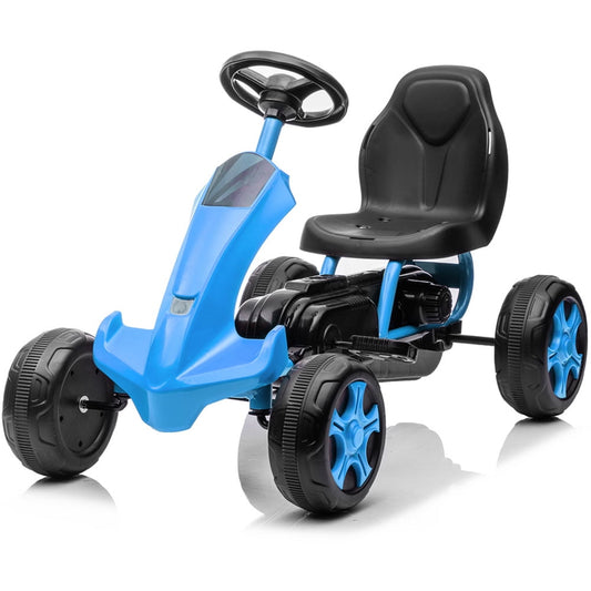 SESSLIFE Pedal Powered Go Kart, Kids Go Kart with Non-Slip Pedals, Adjustable Seat Pedal Cart Ride on Toys for Boys Girls 3-5 Years Old, Ride on Car for Kids Birthday Gift, Blue, X2530