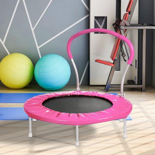 Kids Trampoline with Handlebar, SESSLIFE Trampoline for Kids Toddler, 36" Mini Trampoline with Safety Padded Cover, Metal Frame, Toddler Trampoline for Home Indoor, 220 LBS Capacity, Pink, X1219