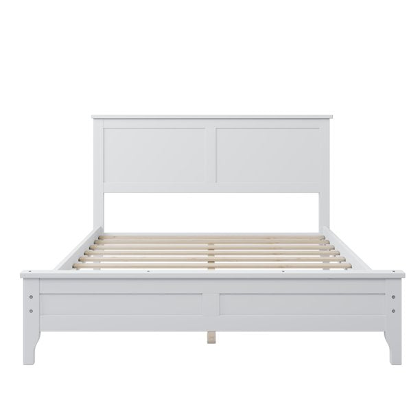 Full Bed Frames, SESSLIFE White Full Platform Bed with Headboard and Foot-board for Kids Teens, Wood Full Bed with 10 Wooden Slats, No Box Spring Needed, Modern Bedroom Furniture, Full Size, X2574