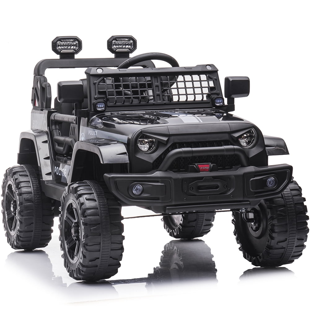 Electric Cars for Kids 3-4, SESSLIFE 12V Ride on Toy Truck with Remote Control, LED Lights, Bluetooth, Music, Horn, Black, X541