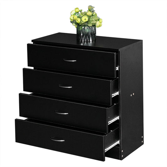 Black Nightstand for Bedroom, SESSLIFE Modern 4-Drawer Bedside Table with Storage, Wood Side End Table for Living Room, X260