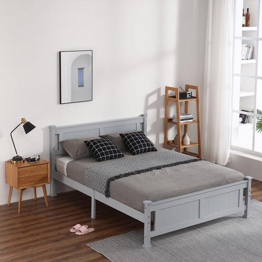 Sesslife Queen Bed Frame for Kids Teens Adults, New Wood Bed Frame with Headboard and Footboard, Modern Platform Bed No Box Spring Needed for Bedroom, Holds 550 LBs, Gray