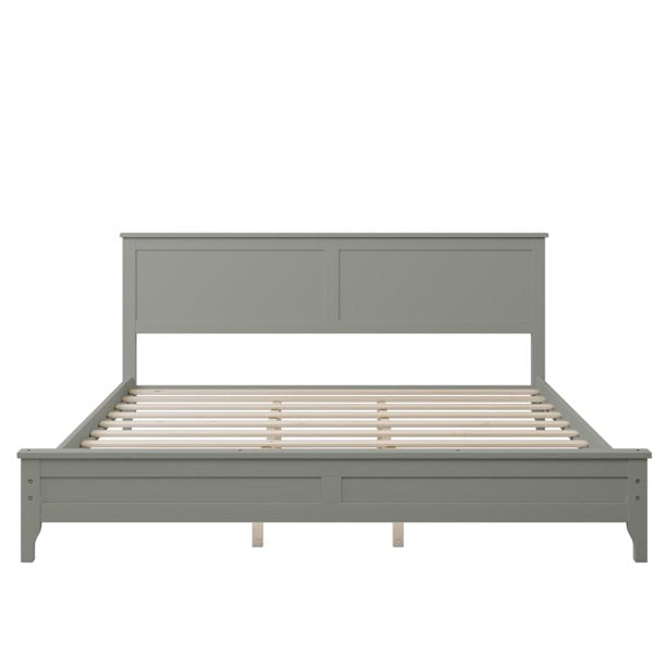 King Bed Frames, SESSLIFE Gray King Platform Bed with Headboard and Footboard, Wood King Bed with 10 Wooden Slats, No Box Spring Needed, Modern Bedroom Furniture for Kids Teens Adults