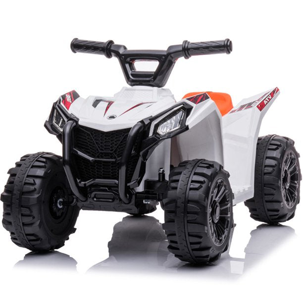 6V ATV Ride on Cars, Sesslife Electric Kids Ride on Toy, Battery Powered ATV for Indoor Outdoor, 1.5-2.5 Years Old Ride on Toys for Boys Girls Birthday Gift, White