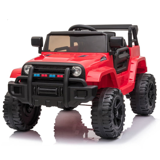 Sesslife Red Ride on Cars with Remote Control, 12V Electric Ride on Toys with Music Player, USB Port, Radio, Headlights, Horn, Spring Suspension, Powered Ride on Truck Gift for 2-4 Year Old Boy Girl