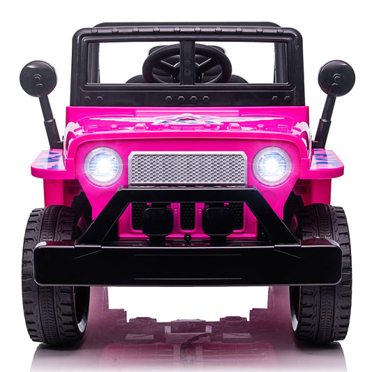 SESSLIFE Ride on Cars for Kids 3-4, Battery-Powered Ride onfor Girls Christams Gift, 12V Ride on Toy w/Lights, Horn, Safety Belt, High Doors, Off-Road Kids Electric Car Truck, Rose Pink, X1683