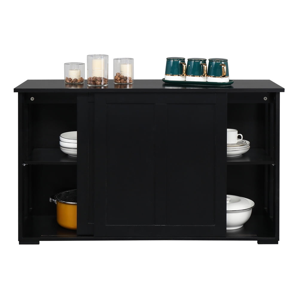 SESSLIFE Kitchen Buffet Sideboard with Sliding Door, Black Sideboard with Storage Inner Shelf, Cupboard for Kitchen, Wood Storage Cabinet for Living Room Entryway, X2873