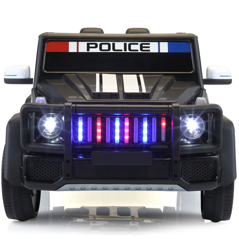 Electric Ride on Cars, SESSLIFE 12V Kids Ride on Truck Police Car for 2-4 Years Old, Battery-powered Ride on Toy with RC, Music, Siren, Megaphone, Lights, Toy Car for Boy Christmas Gift, Black, X497