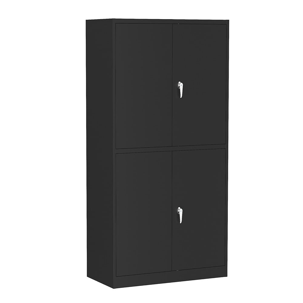 76" Tall Storage Cabinet with Locks, Sesslife Metal Cabinet with Four Doors and Adjustable Shelves, 4 Tiers Locker for Bedroom Office School Kitchen, Black