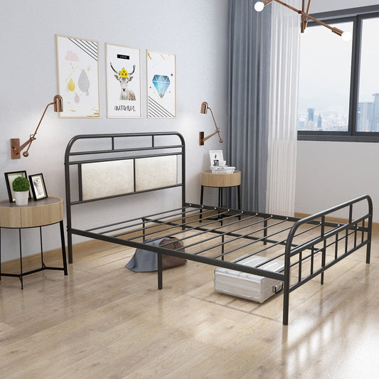 SESSLIFE Queen Bed Frame with Headboard, Metal Bed Frame with Steel Slats, Queen Size Platform Bed Frame No Box Spring Needed, Black Bed Frame for Bedroom Dorm