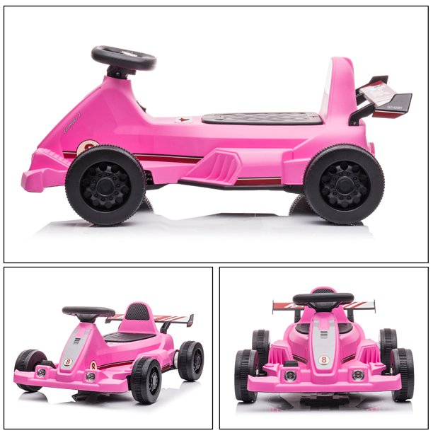 Powered Go Kart for Boy Girl with Bubble Function, Sesslife 6V Electric Pedal Go Kart with LED Light, Horn, Ride on Toys for Outdoor Indoor, Go Kart for Ages 2 Years and Older, Pink