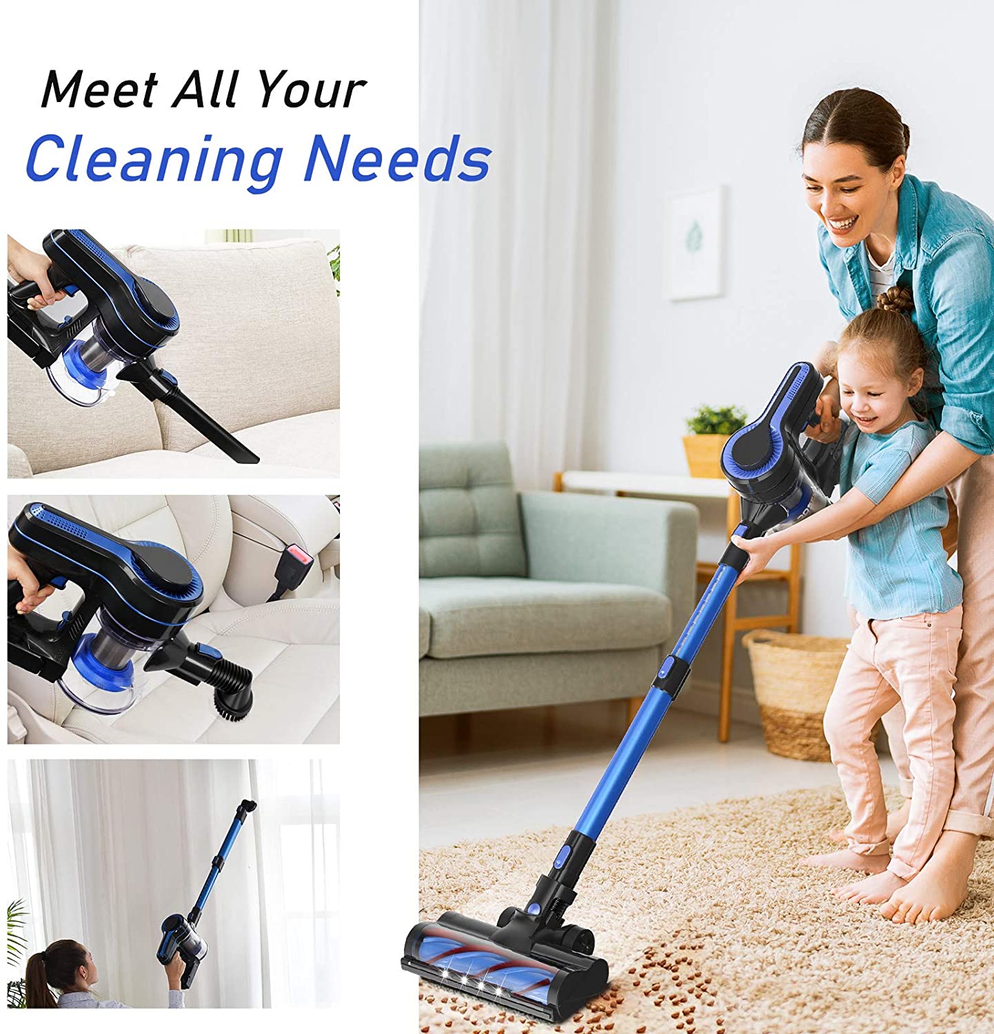 Vacuum for Pet Hair Removal, Upgraded Cordless Vacuum Cleaner with 2200mah Rechargeable Battery, DT14