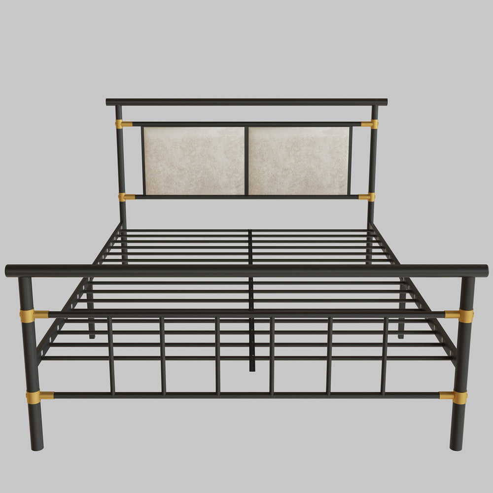 Metal Queen Bed Frame, SESSLIFE Queen Size Bed Frame with Headboard and Footboard, Black Platform Bed with Steel Slats, No Box Spring Needed, Industrial Style Bed