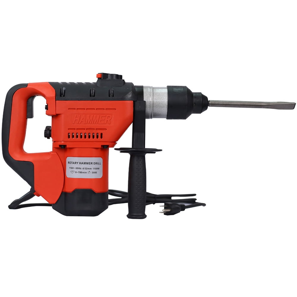 Rotary Hammer Drill Kit, SESSLIFE 1100W Rotary Hammer, 1-1/2" SDS Plus Rotary Hammer Drill with 3 Functions, Adjustable Handle, Black & Red, X2480