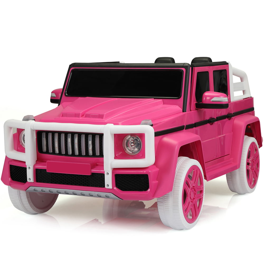 Kids Electric Car, SESSLIFE Remote Control Ride on Car with MP3 Player, 4 Wheels, Megaphone, Siren, Headlights, Kids Ride on Toys Police Car for Girls Birthday Gift/Chrismas Gift, Pink, X496