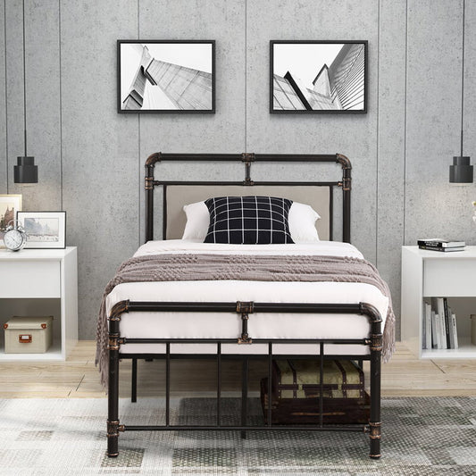 SESSLIFE Twin Beds for Boys Girls, Iron Platform Bed with Headboard and Footboard, Twin Size Bed Frame No Box Spring Needed, Bedroom Mattress Foundations, Easy Assembly, Black, X2723