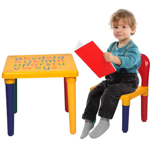 SESSLIFE Plastic Table and Chair Set for Kid, Children's Furniture for Bedroom Playroom Living Room, Toddler Birthday Gift for Ages 1-5, Boys Girls Activity Table and Chair Set, Multicolor, X2109
