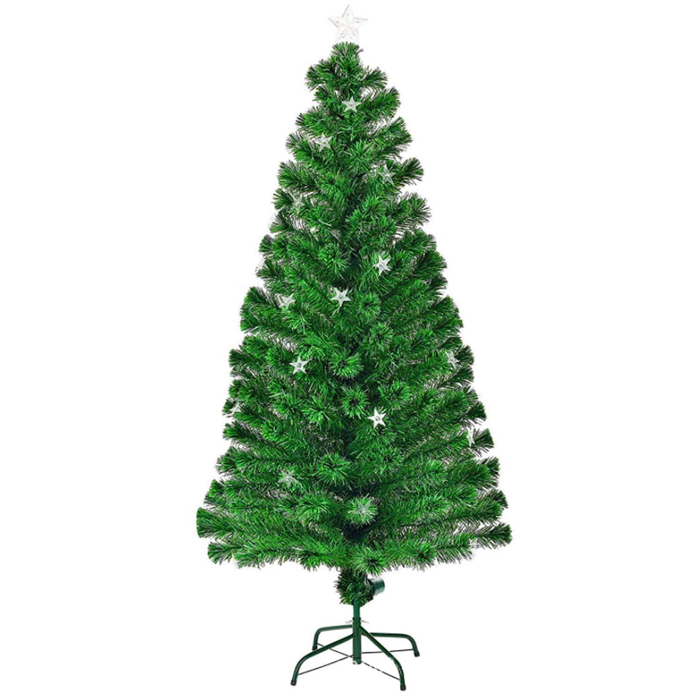 SESSLIFE Christmas Tree 7FT, Artificial Prelit Christmas Tree with LED RGB Lights and Star Topper, Spruce Hinged Christmas Tree with Metal Base, Green Xmas Tree for Holiday Christmas Decoration, X1745