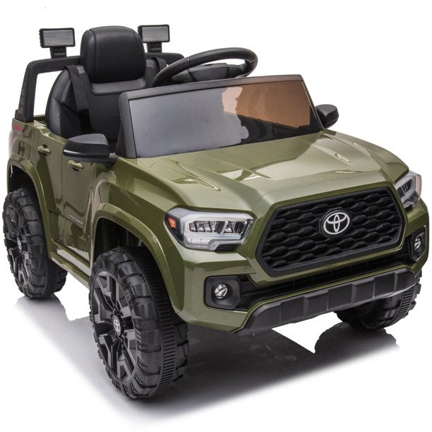 Official Licensed Toyota Tacoma Powered Ride-on with Remote, 12V Ride on Car for 2-4 Years Old, Kids Ride on Toys with MP3 Player, Radio, Lights, Green Electric Ride on Vehicle for Boys