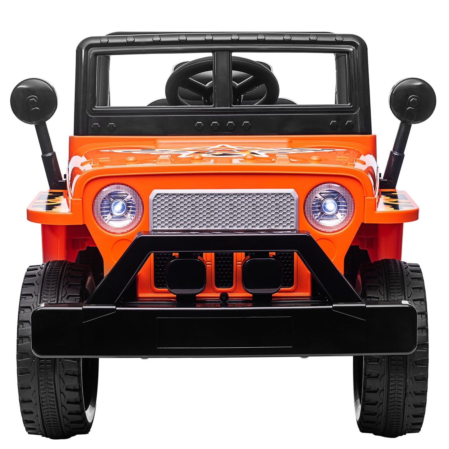 SESSLIFE Ride on Cars for Kids 3-4, Battery-Powered Ride onfor Girls Boys Birthday Gift, 12V Ride on Toy w/Lights, Horn, Safety Belt, High Doors, Off-Road Kids Electric Car Truck, Orange, X1681