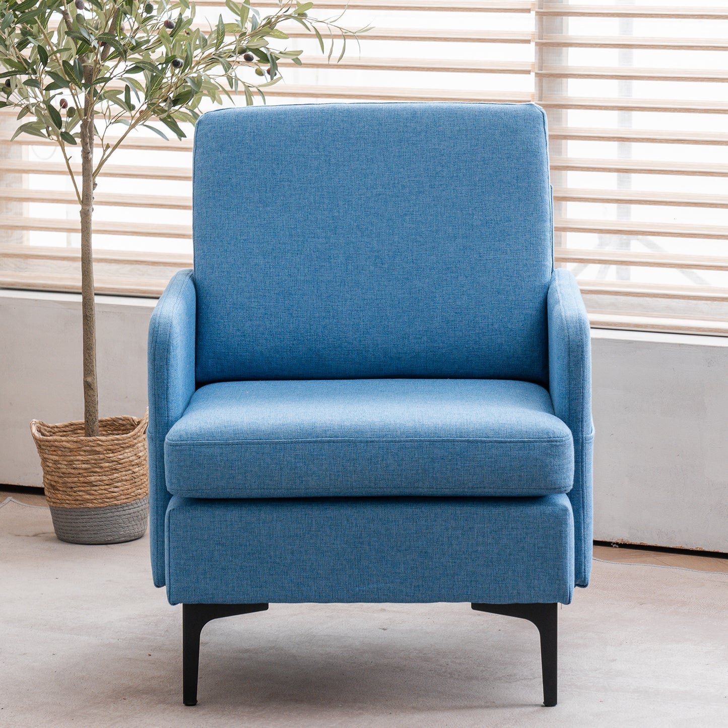 SESSLIFE Accent Chair, Leisure Single Sofa with Metal Feet, Beige Accent Chair for Bedroom, Living Room, Modern Comfy Reading Chair