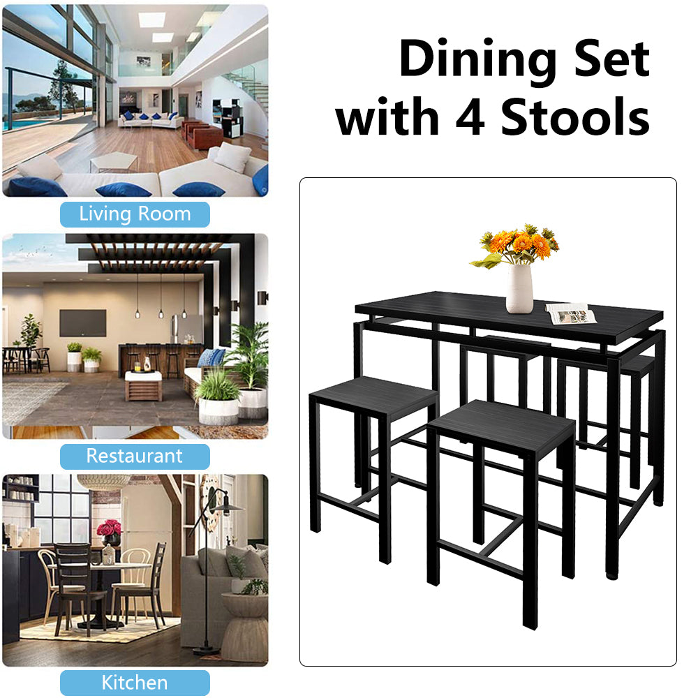 Dining Room Sets for 4, Modern Counter Height Dining Set with 4 Stools, Space Saving Pub Dining Table, DT20