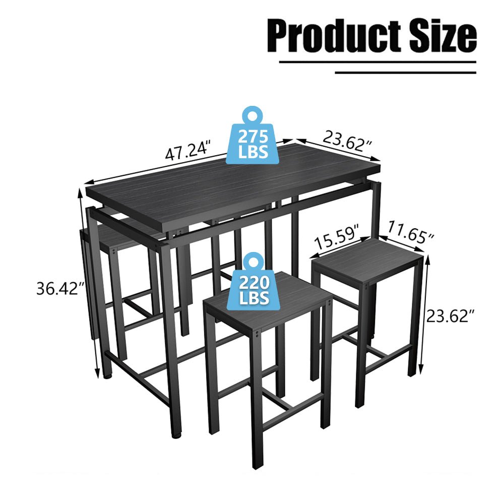 Dining Room Sets for 4, Modern Counter Height Dining Set with 4 Stools, Space Saving Pub Dining Table, DT20