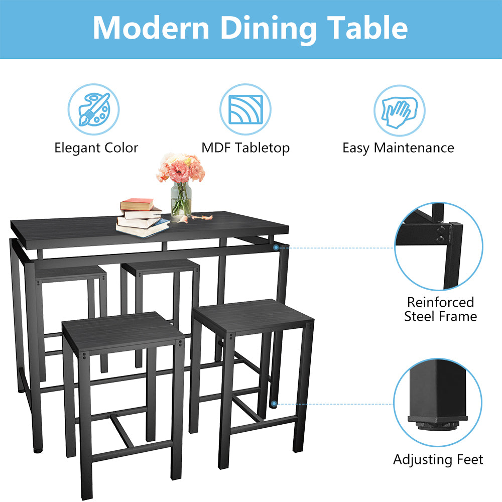 Dining Room Sets for 4, Modern Counter Height Dining Set with 4 Stools, Space Saving Pub Dining Table, DT20