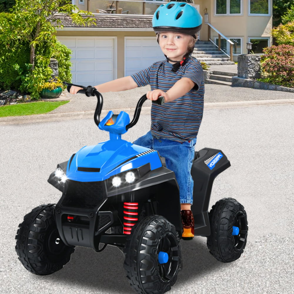 Kids ATV Ride on, Sesslife Electric Ride on Cars for Kids Ages 3-5, 6V Ride on Toys for Boys Girls, Battery Powered ATV with MP3 Player, Engine Sounds, LED Lights, Soft Start, Blue