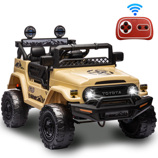 12V Ride on Cars for Kids, Licensed TOYOTA FJ Cruiser Power Ride on Toy with Remote Control, Music Player, Bluetooth, LED Light, 4 Wheel Suspension Electric Ride on Truck for Boys and Girls 3-5 Years