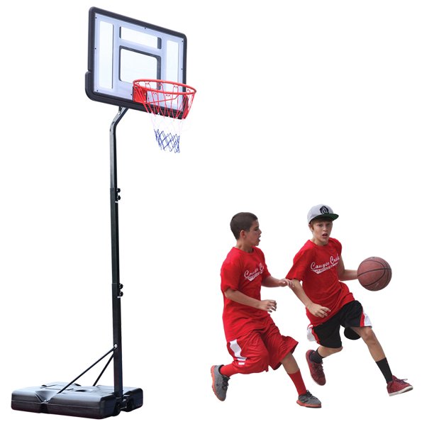 44 inch Outdoor Basketball Hoop Stand for Adults, Sesslife 4.9FT-10FT Height Adjustable Portable Basketball Hoop w/Wheels & Shatterproof Backboard for Outside, Court Backyard, Black