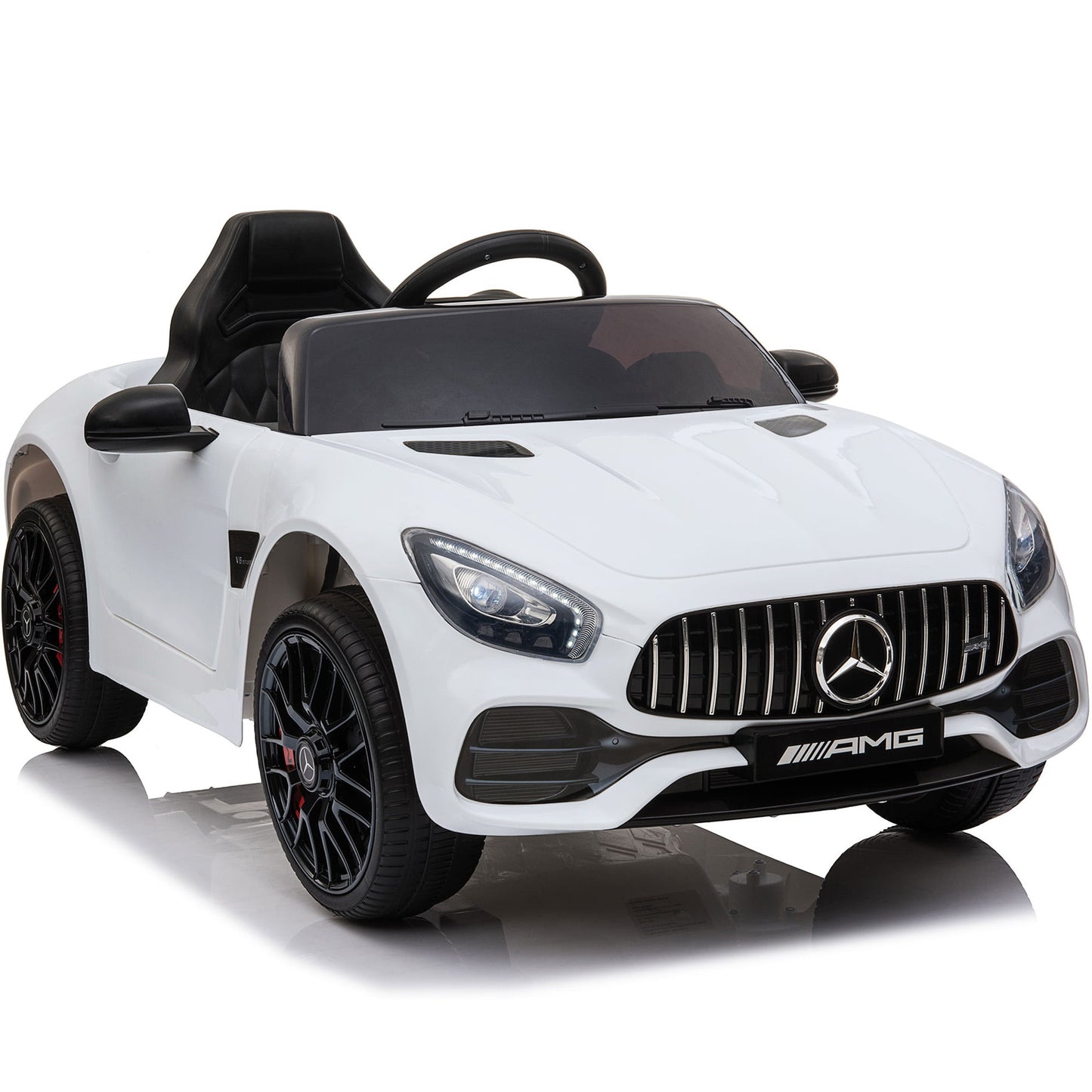 Kids Ride on Cars, SESSLIFE 12V Battery-Powered Ride on Toy with Remote Control, MP3 Player, Horn, Lights, Electric Car for Boys 3-4 Yrs Old, Licensed Benz Car for Kids Christmas Gift, White, X1816