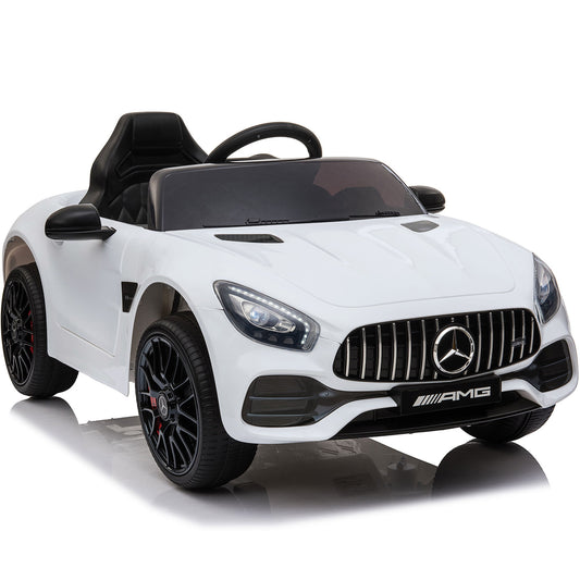 12V Ride on Toys, SESSLIFE Licensed Benz Electric Kids Ride on Car with Remote Control, MP3 Player, Horn, Front / Rear Lights, Electric Car for Boys Girls, Kids Christmas Birthday Gift, White, X1822