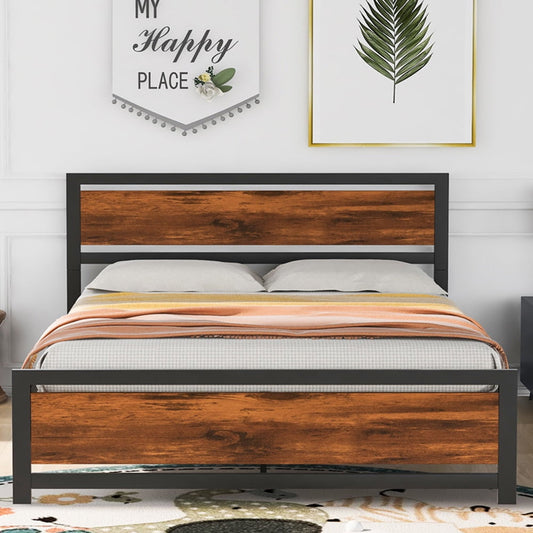 Sesslife Queen Bed Frame with Headboard, Metal Platform Bed Frame No Box Spring Needed, Queen Size Bed for Kids Teens Adults, Black Platform Bed with Steel Slats Support, Mattress Foundation, X3183