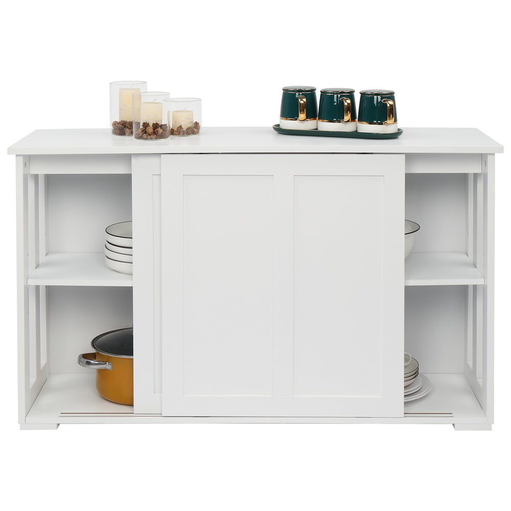 SESSLIFE White Buffet Cabinet, Wood Buffet Sideboards with Sliding Door and Storage Shelf for Kitchen Living Room, Entryway Console Table 41.7"L x 13"W x 24.8"H, X2876