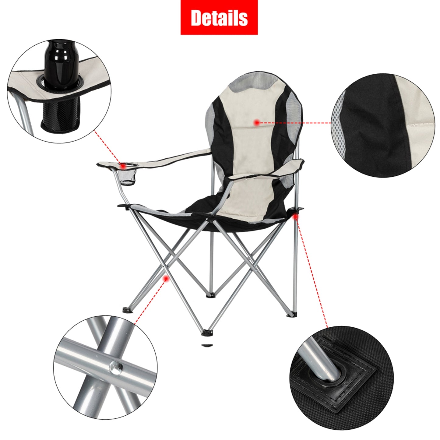 Portable Camping Chair, Outdoor Chairs Folding Chair for Adult, Heavy-Duty Folding Fishing Chair with Cup Holder and Storage Bag, Outdoor Portable Chair for Camping Travel Picnic