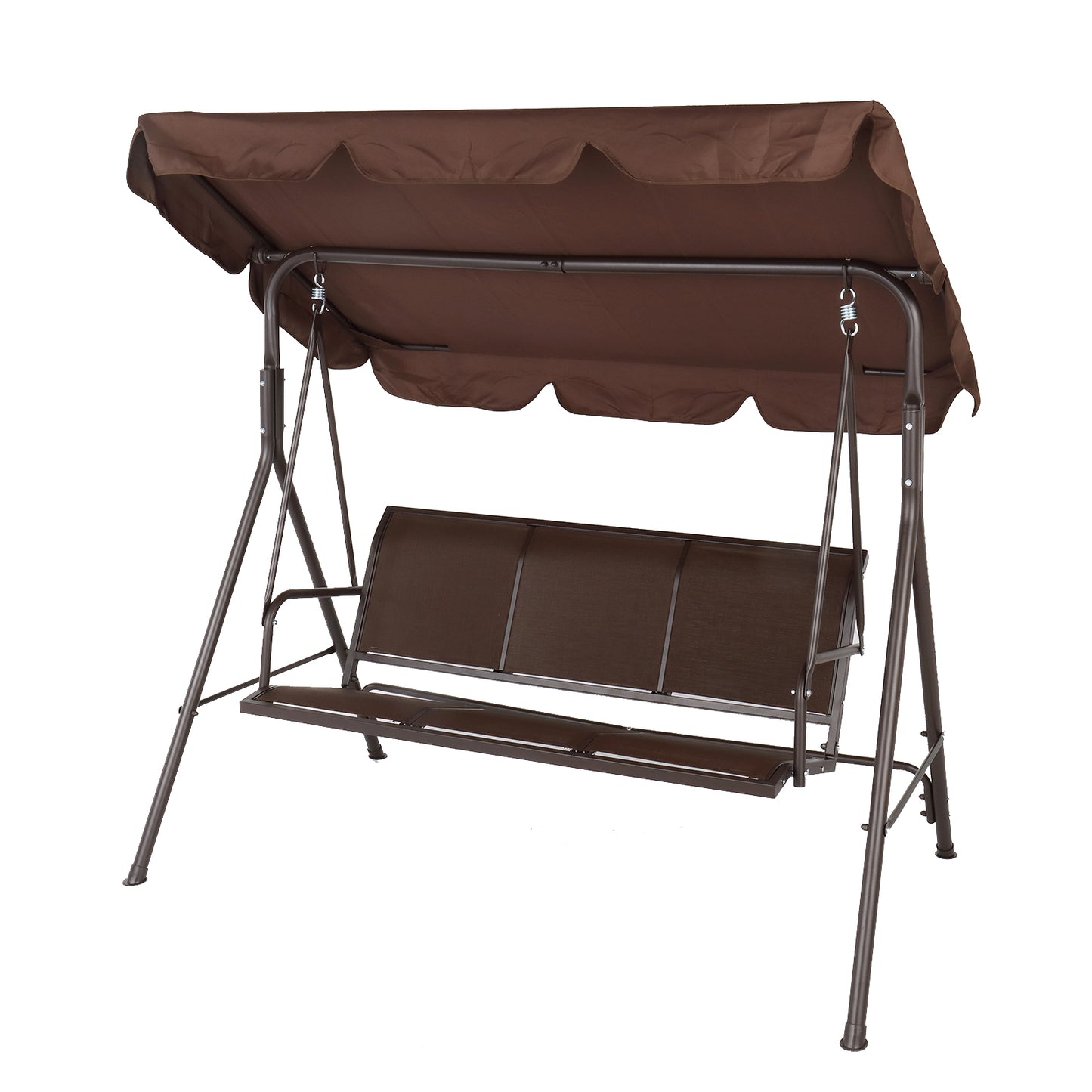 Patio Swings with Canopy, 3-Seater Outdoor Canopy Swing for Adults, Canopy Swing Glider for Porch Garden Poolside Backyard, Brown