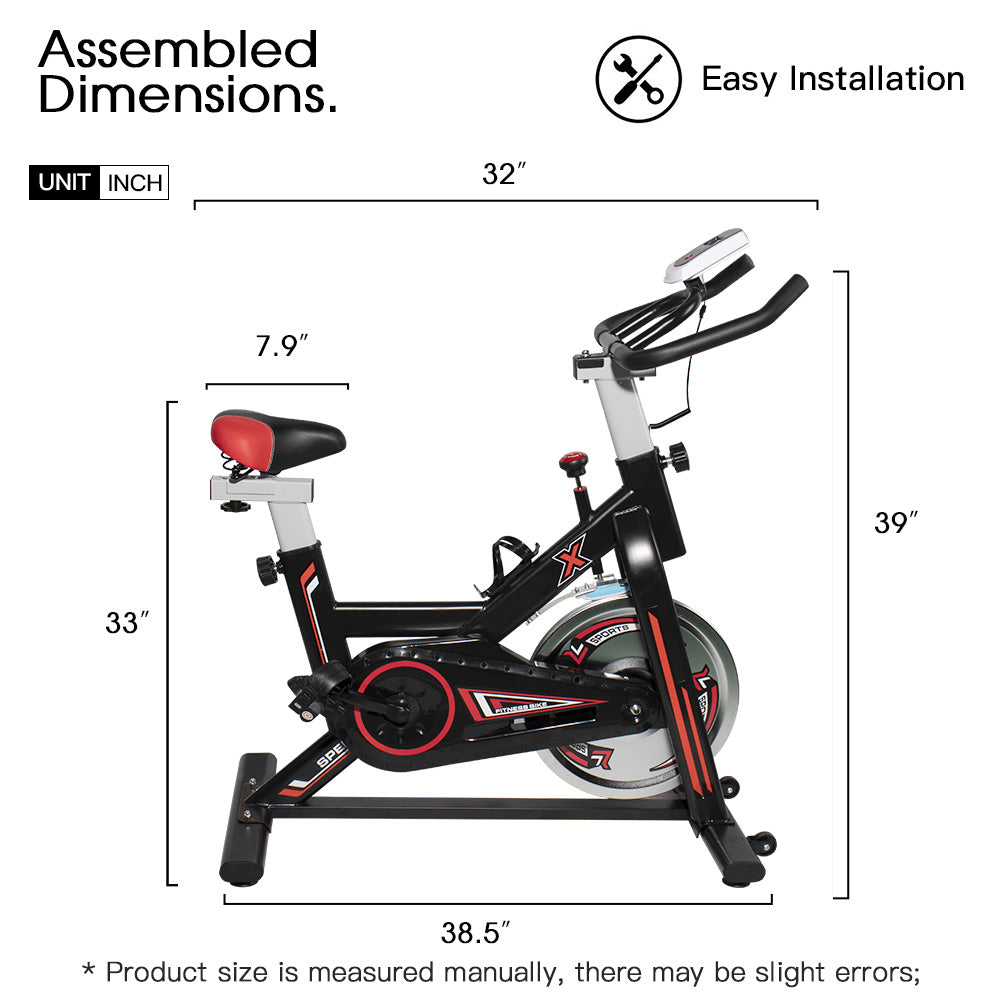 Indoor Cycling Bike Stationary, Smooth Exercise Bicycle with Adjustable Seat / Bottle Holder / LCD Monitor, DT13