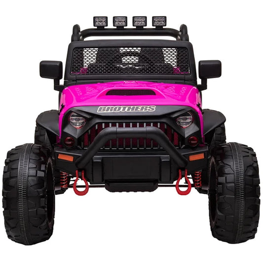 Four Wheels Kids Ride on Cars, Sesslife 12V Ride on Toy with Remote Control, Horn, LED Lights, Spring Suspension, Soft Start, Electric Car for 3-7 Yrs Old Boys Girls Birthday Gift, Pink