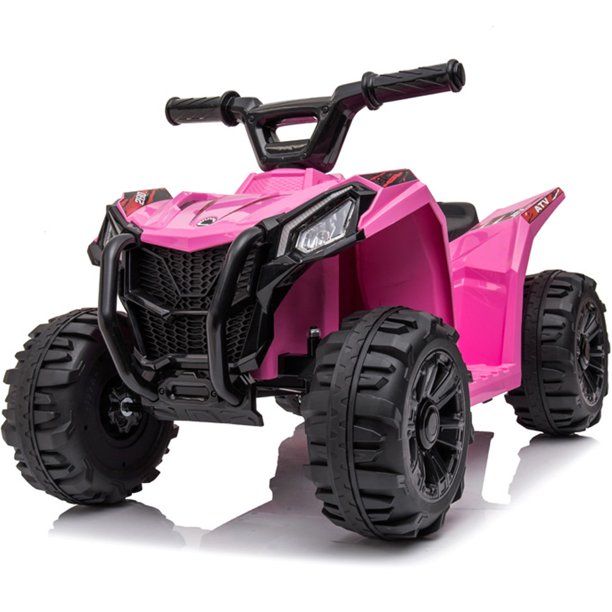 6V Ride on Car for Kids, SESSLIFE Battery Powered ATV Ride on Toys w/One-button Start, One Speed Forward, Kids' Electric Vehicles Quad for Boy Girl 18-30 Months, 1-2 Hours Ride Time, Pink