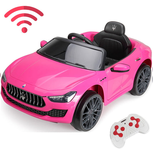 Kids RC Ride on Cars, SESSLIFE 12V Electric Cars with LED Lights, MP3 Player, Horn, Battery-Powered Ride on Toy for Kids 3-4, Ride on Vehicle for Girls Christmas Gift, Pink, X1804