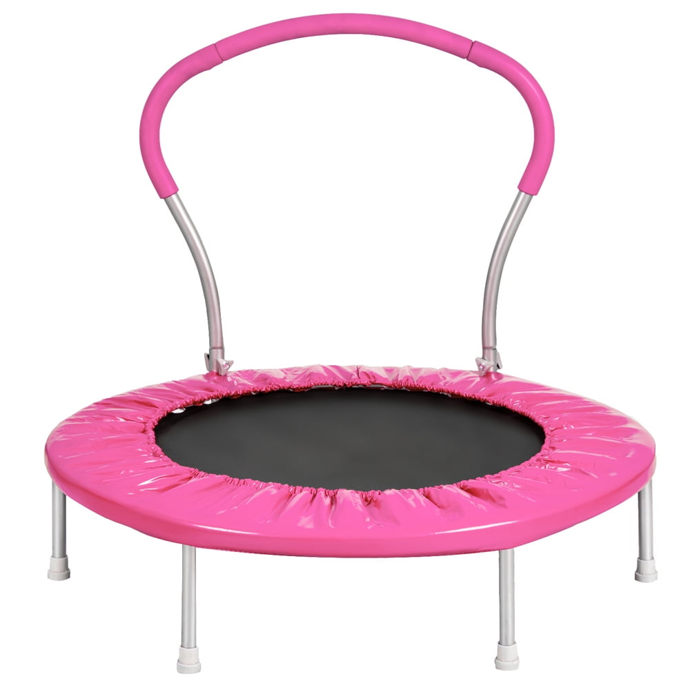 SESSLIFE Upgraded Mini Trampoline for Kids, Toddler Trampoline for Play & Exercise Indoor Outdoor, 36" Trampoline with Handle & Safty Padded Cover, Trampoline for Jump Sports, Pink, X1203