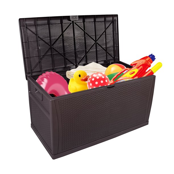Sesslife Outdoor Storage Box, 51 Gallon Gray PP Plastic Waterproof Deck Storage Box Bench, Indoor/Outdoor Storage Bin Container for Patio Cushions, Garden Tools and Pool Toys