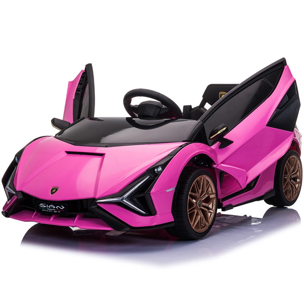 SESSLIFE Ride on Car with Remote Control, Battery Powered Car Toy for Boys Girls, 12V Electric Car for Kids 3-4 Years Old Birthday Gift, Ride on Toy w/LED Lights, Horn, Safety Belt, Pink, X1128