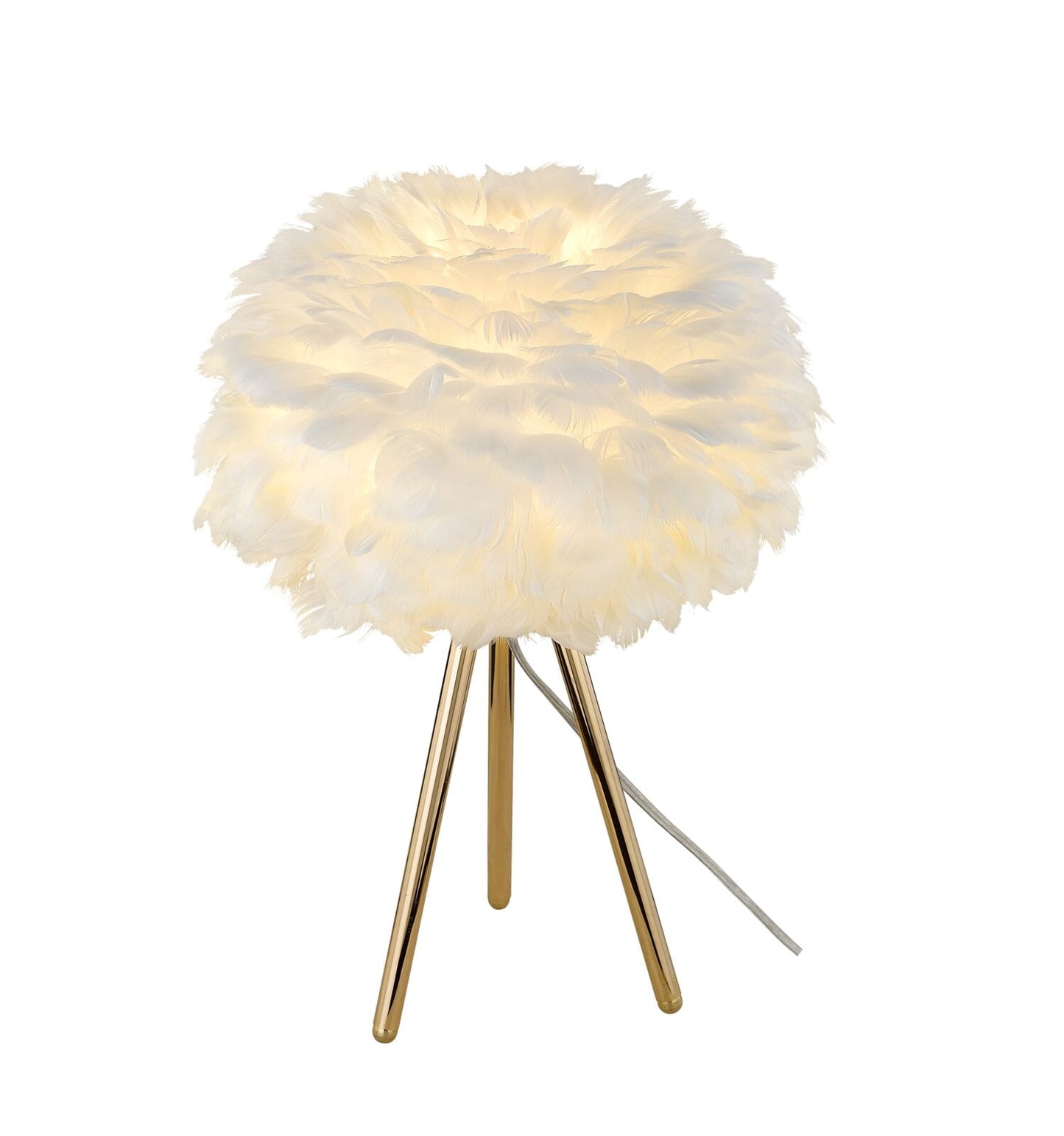 SESSLIFE Feather Table Lamp, Modern Feather Lamp or Bedroom Living Room, Home Decoration, White Desk Tripod Lamp for Bedside Nightstand Table, Decorative Lamp for Wedding Party, X1061