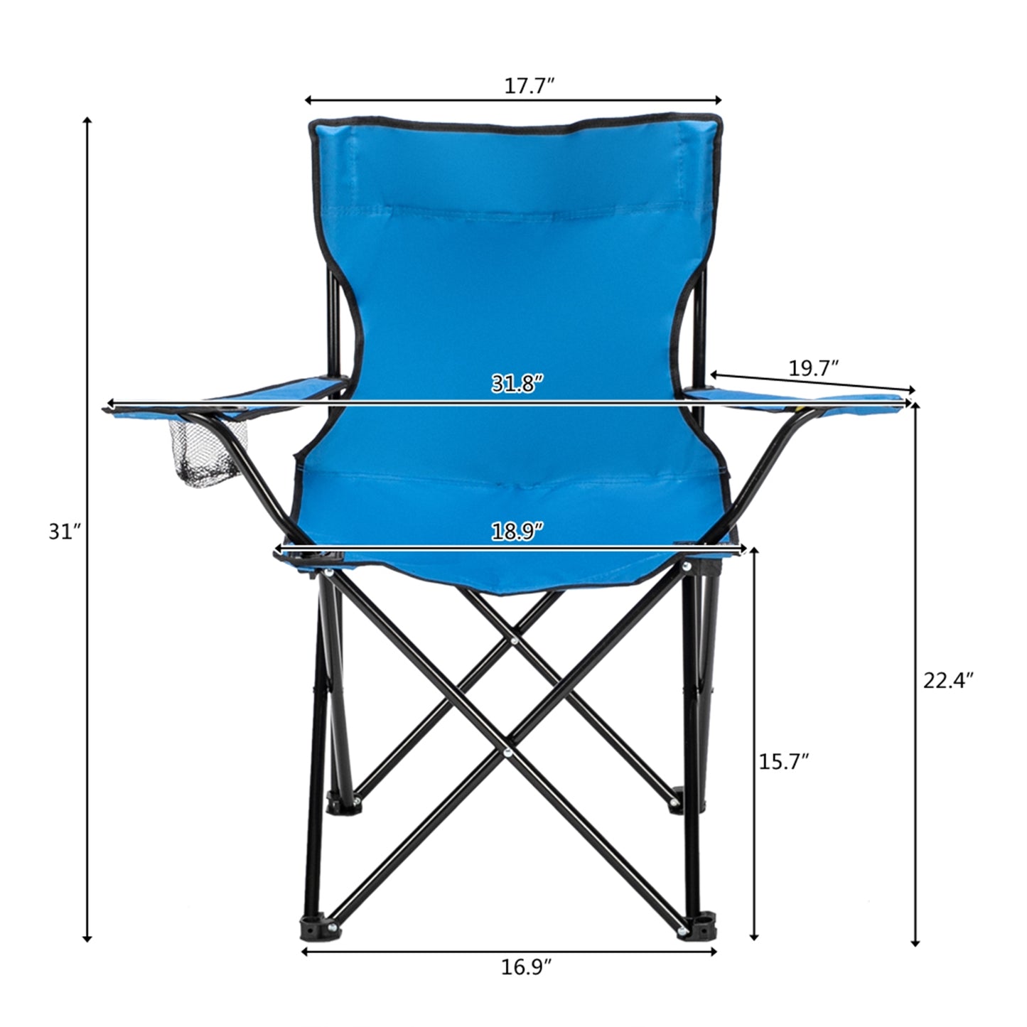 Folding Camping Chair, Ultralight Outdoor Portable Chair with Cup Holder and Carry Bag, for BBQ, Beach, Hiking, Picnic, DT18