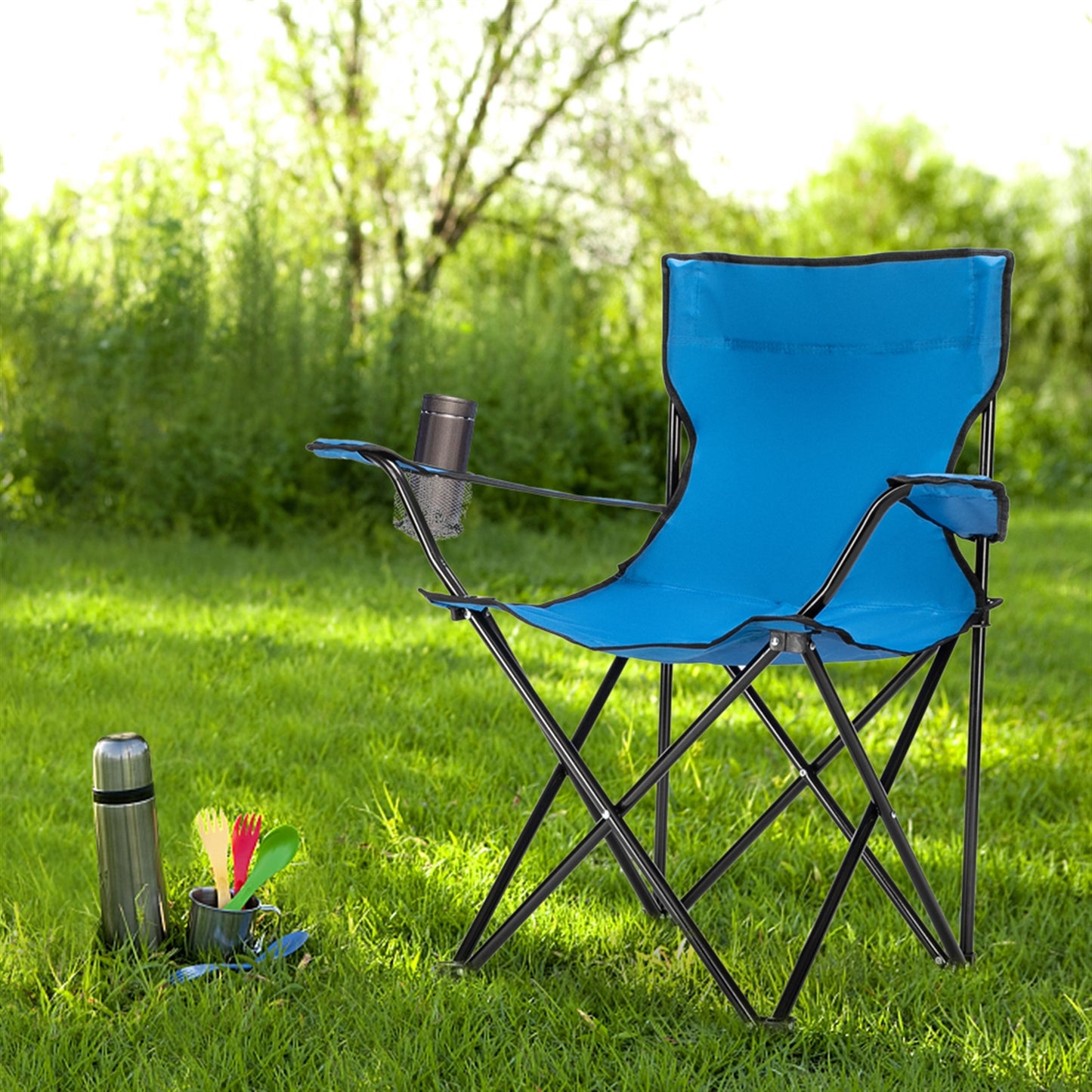 Folding Camping Chair, Ultralight Outdoor Portable Chair with Cup Holder and Carry Bag, for BBQ, Beach, Hiking, Picnic, DT18