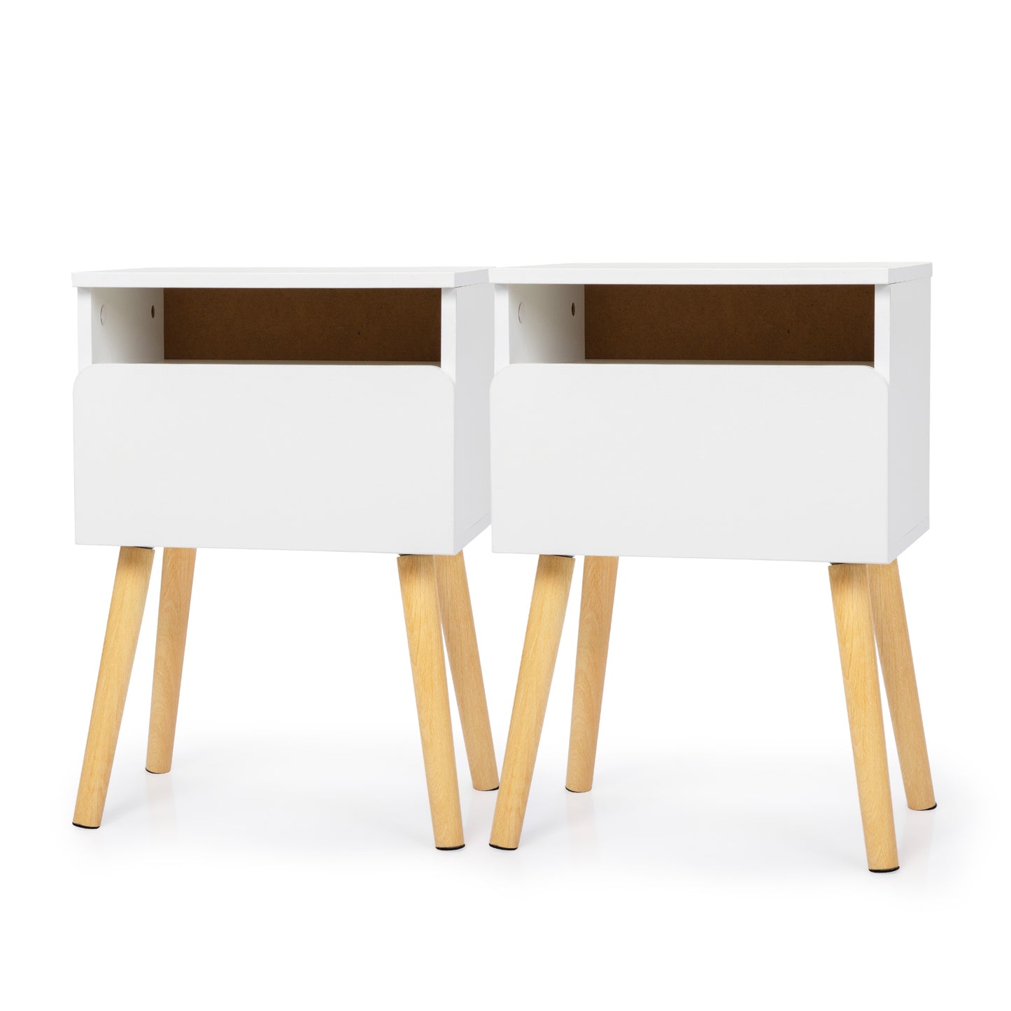 Sesslife Night Stand Set of 2, Solid Wood Legs Furniture Bedside Table, Modern End Side Table with 2 Drawers, Versatile Nightstand for Bedroom Sofa Entryway, Gray