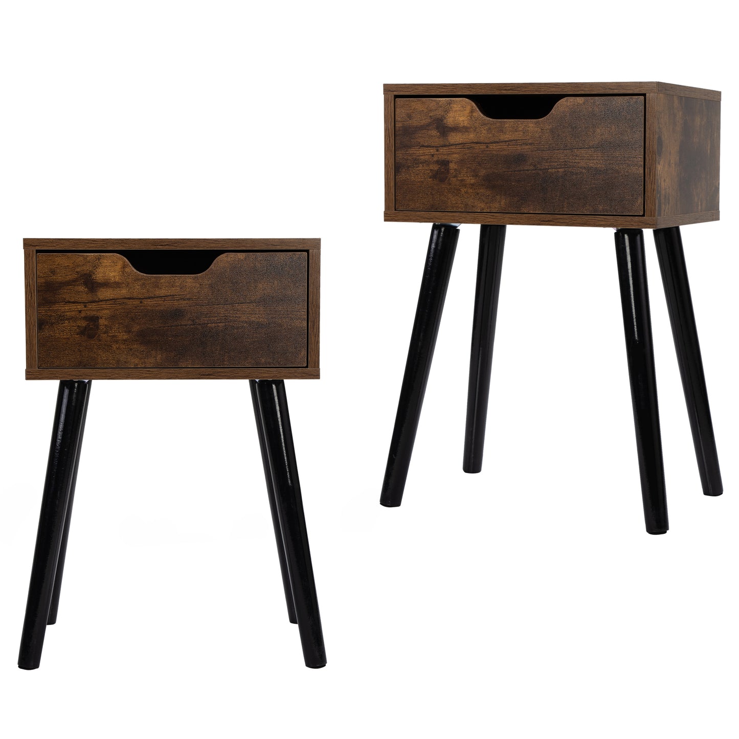 Sesslife Night Stand Set of 2, Solid Wood Legs Furniture Bedside Table, Modern End Side Table with 2 Drawers, Versatile Nightstand for Bedroom Sofa Entryway, Gray