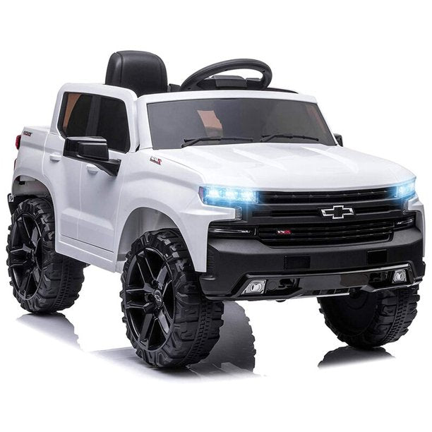 Chevrolet Silverado Kids Ride on Car, 12V Ride on Toy with Remote Control, Spring Suspension, Safety Belt, Electric Car with MP3 Player, LED Lights, X439